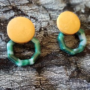 $8 or two pair for $15 Jade & wood drop earrings